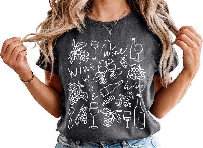 Woman wearing a wine T-shirt